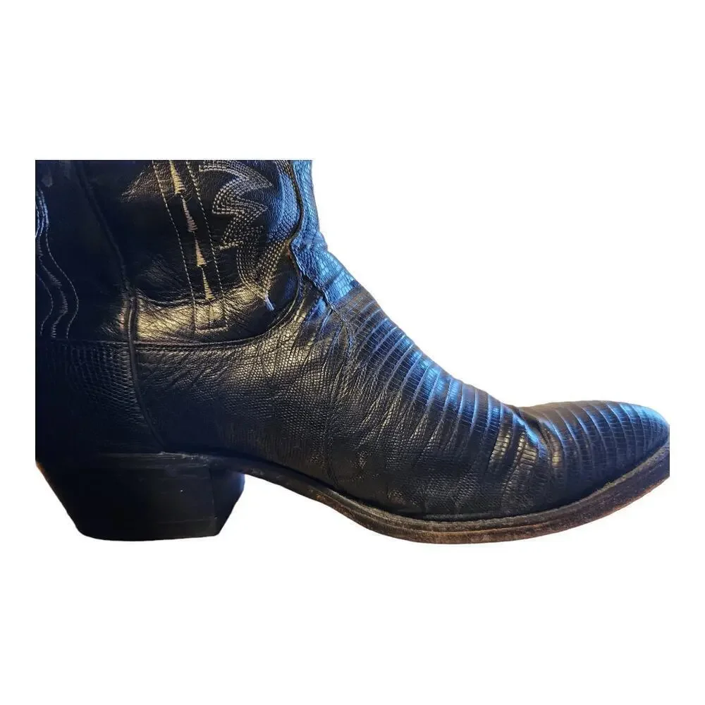 Dan Post‎ Teju exotic cowboy boots sz 10D lizard skin/ leather shaft style 16830